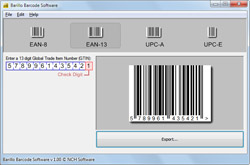 Oprimir por capturas de pantalla de Barillo, software de código de barras