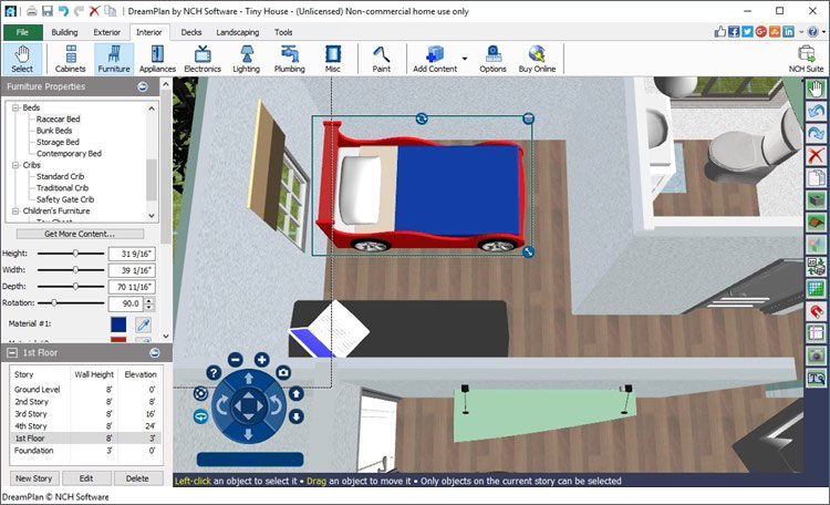 DreamPlan home Design Software furniture screenshot
